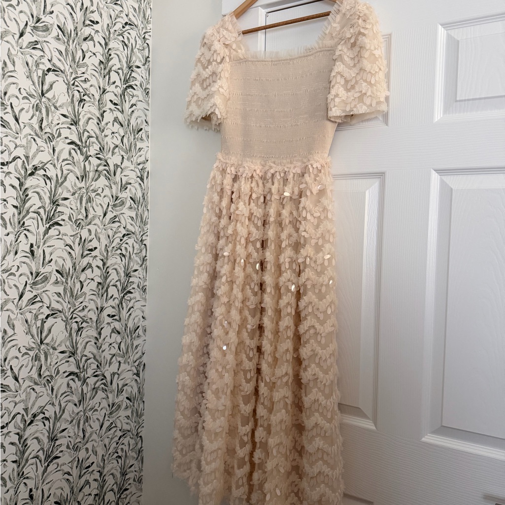 Ivory Lace Sequin Maxi Dress